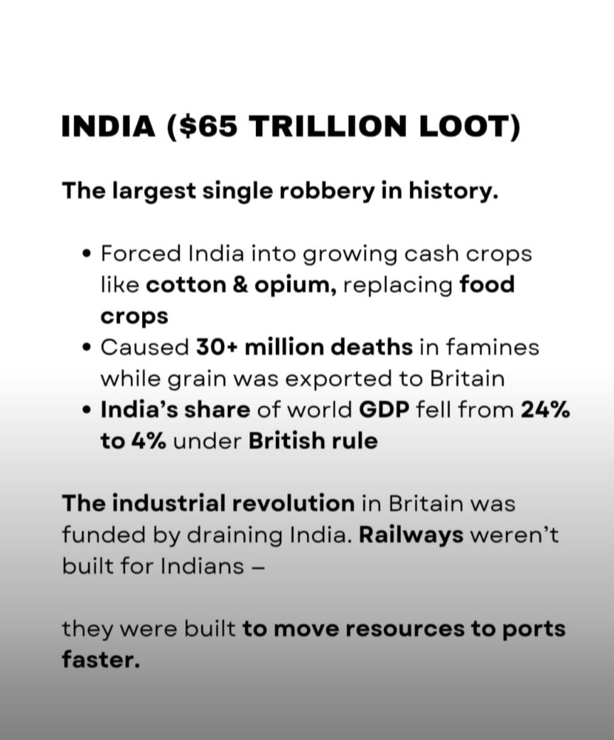 Britain murdered, raped, pillaged and plundered its way around the globe, impoverishing millions for black and brown people, in countries that still suffer today. Then some people get upset, that people from the affected countries, find their way here 1/3