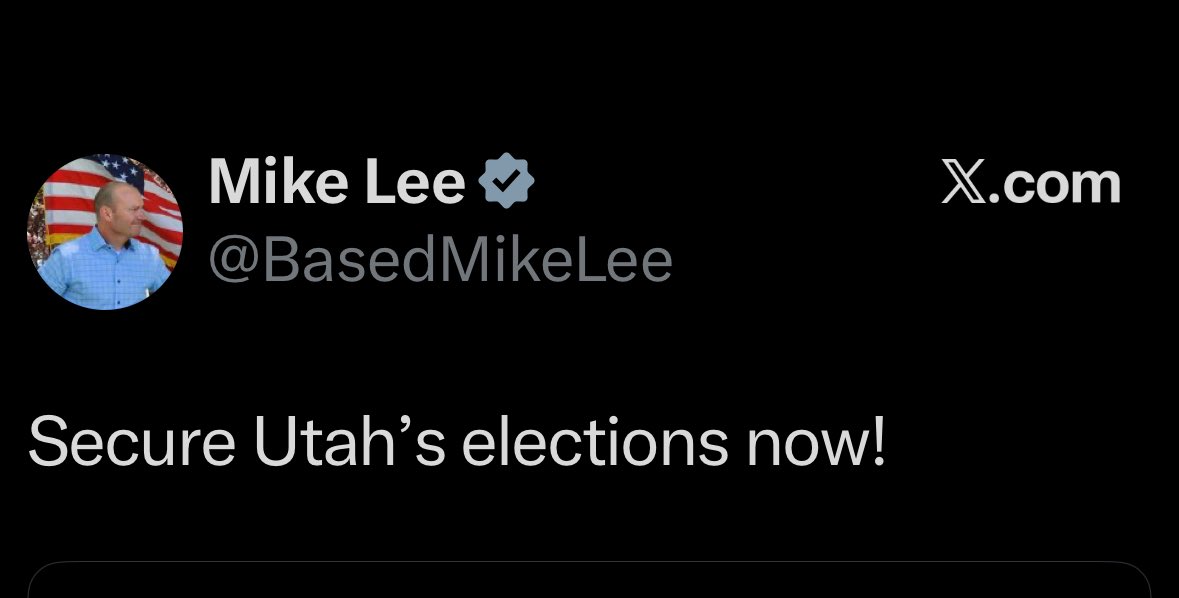 Is this satire from Basic Mitt Lee? The most influential (🥩 dinner) “Republican” in Utah endorsed an illegitimate gubernatorial candidate and has been completely silent on <a href="/DeidreHenderson/">Deidre Henderson</a>’s violation of federal law when she refused to give over voter roll info to the DOJ.