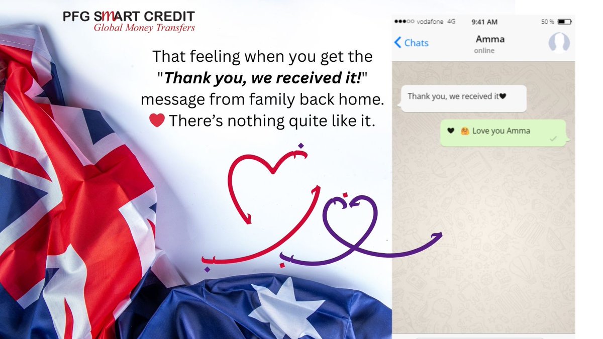 PFG_SmartCredit's tweet photo. That feeling when you get the "Thank you, we received it!" message from family back home. ❤️ There’s nothing quite like it.

#SendMoneyHome #FamilySupport #Remittance #PFGSmartCredit https://t.co/x0MQybG20s