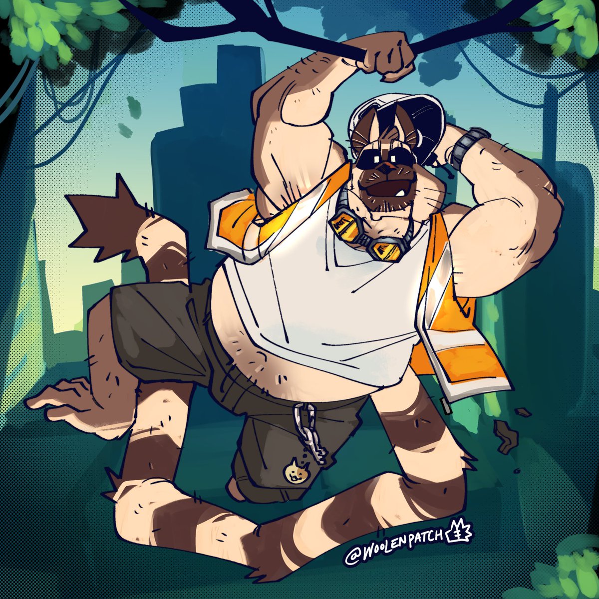 blue collar lemur WIN hehe #CLIPSTUDIOPAINT  #digitalart #characterart