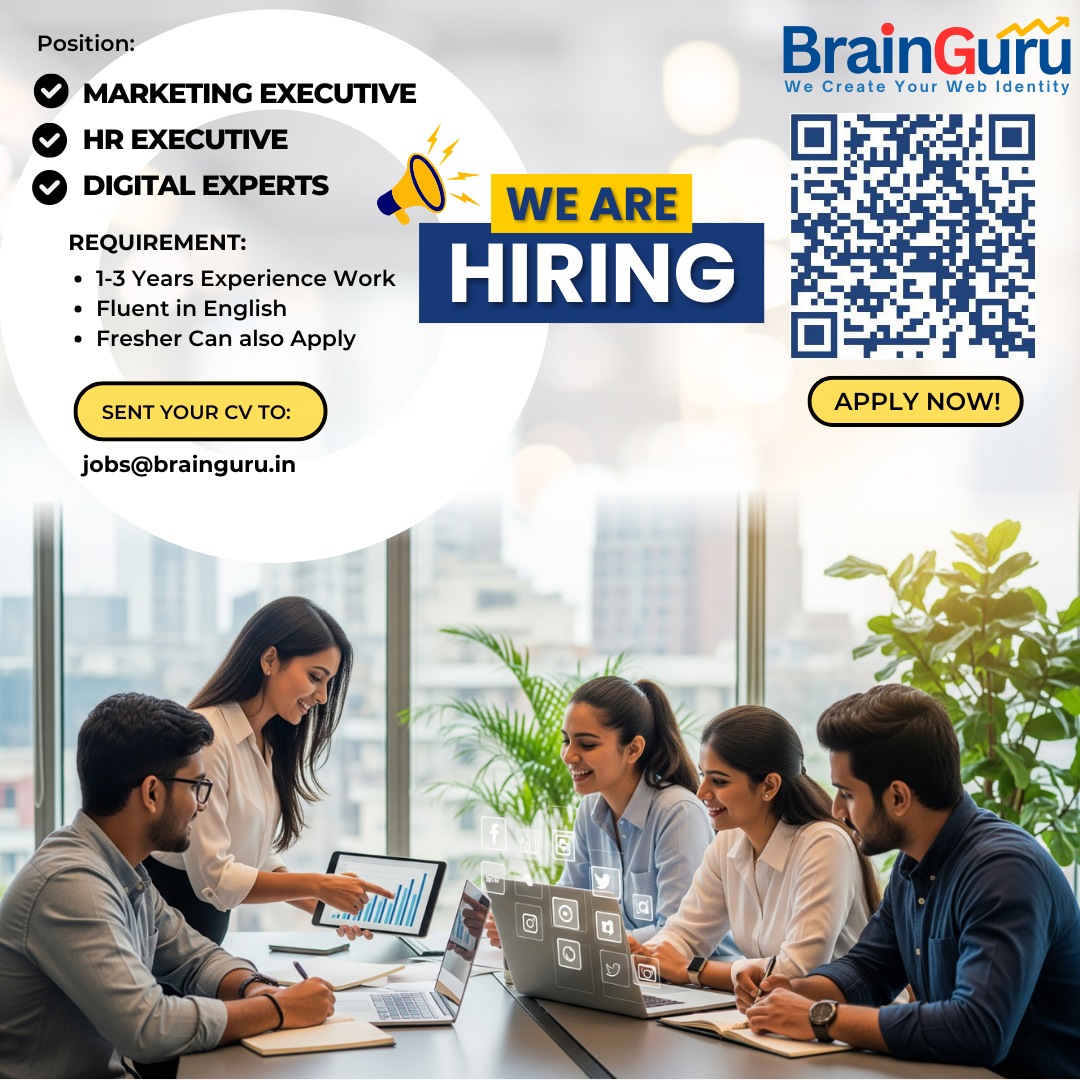 BrainguruTech's tweet image. 𝗪𝗲’𝗿𝗲 𝗛𝗶𝗿𝗶𝗻𝗴 at Brainguru Technologies!
Join Our Growing Team in 𝗡𝗼𝗶𝗱𝗮 (𝗦𝗲𝗰𝘁𝗼𝗿 𝟵𝟬)
𝗔𝗽𝗽𝗹𝘆 𝗡𝗼𝘄: Send your resume to jobs@brainguru.in

#WeAreHiring #NoidaJobs #MarketingJobs #HRJobs #DigitalMarketing #JoinBrainguru