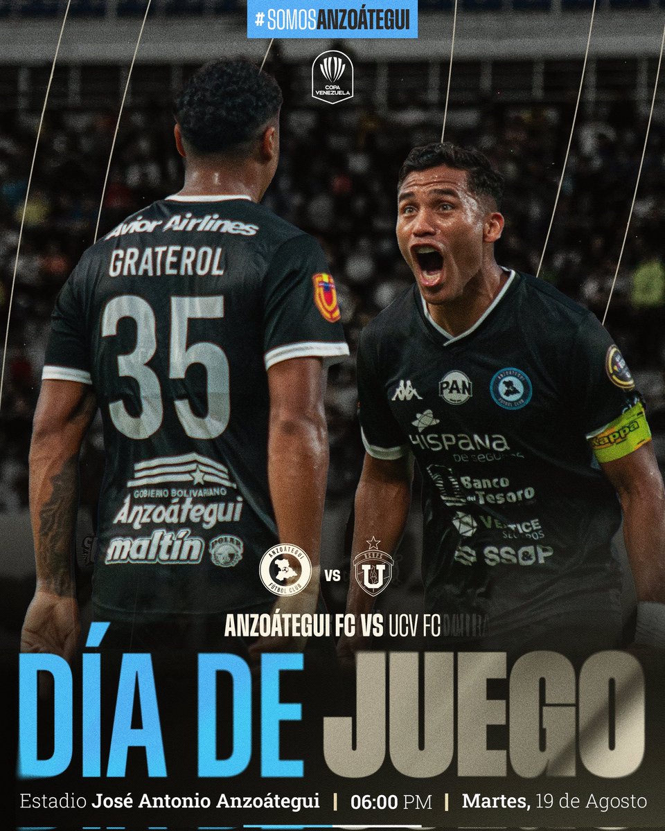⚽ | ¡𝑯𝒐𝒚 𝑱𝒖𝒆𝒈𝒂 𝑨𝒏𝒛𝒐𝒂́𝒕𝒆𝒈𝒖𝒊!

🆚 UCV FC
🏆 Copa Venezuela | Cuartos de Final | Ida
🕓 06:00 PM
🏟 Jose Antonio Anzoátegui, Puerto La Cruz 

#SomosAnzoategui 🔵