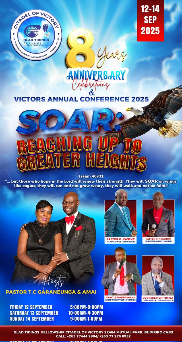 CitadelVictory's tweet photo. 8 YEARS ANNIVERSARY CELEBRATIONS &amp; VICTORS ANNUAL CONFERENCE 2025.🔥🔥🔥Be there!! https://t.co/UI8TCQgmpG