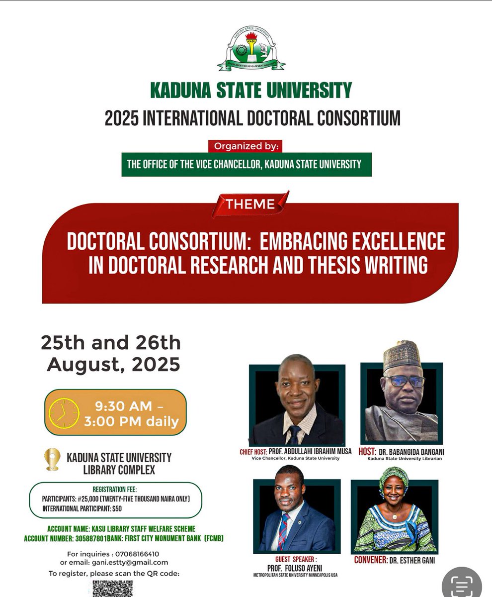 EstherGani2's tweet photo. 🌟 PhD Scholars – This is for you!
Connect with experts, sharpen your research, and power up your thesis writing — 2 days of research excellence, skills building, and networking! 📅 25–26 Aug. Register now 👉 https://t.co/QFUEMg68NU" https://t.co/W0AsH61jEP