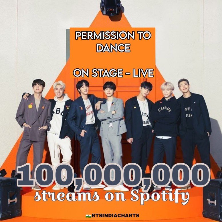 BTS India Chartsโท ๐ฎ๐ณ (@btsindiacharts) on Twitter photo "Permission To Dance On Stage - Live" album by <a href="/BTS_twt/">๋ฐฉํ์๋
๋จ</a> has surpassed 100 MILLION streams on Spotify!!
CONGRATULATIONS BTS
PTD ON STAGE LIVE 100M ON SPOTIFY
#ptd_on_stage_live100Million "Permission To Dance On Stage - Live" album by <a href="/BTS_twt/">๋ฐฉํ์๋
๋จ</a> has surpassed 100 MILLION streams on Spotify!!
CONGRATULATIONS BTS
PTD ON STAGE LIVE 100M ON SPOTIFY
#ptd_on_stage_live100Million