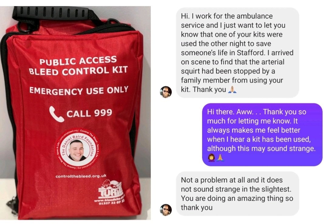 Dr Lynne Baird MBE (@lynnebaird8) on Twitter photo A <a href="/TheDanielBaird1/">The Daniel Baird Foundation #ControlTheBleedš©ø</a> #ControlTheBleed š©økit was used after a self-harm incident. A family member, guided by 999, stopped an arterial bleed before <a href="/OFFICIALWMAS/">West Midlands Ambulance Service #HelpUsHelpYou</a> paramedics arrived. Weeks later, the survivor called usārecovering & getting help. These kits save lives <a href="/hollybaird_x/">Holly Baird</a> A <a href="/TheDanielBaird1/">The Daniel Baird Foundation #ControlTheBleedš©ø</a> #ControlTheBleed š©økit was used after a self-harm incident. A family member, guided by 999, stopped an arterial bleed before <a href="/OFFICIALWMAS/">West Midlands Ambulance Service #HelpUsHelpYou</a> paramedics arrived. Weeks later, the survivor called usārecovering & getting help. These kits save lives <a href="/hollybaird_x/">Holly Baird</a>