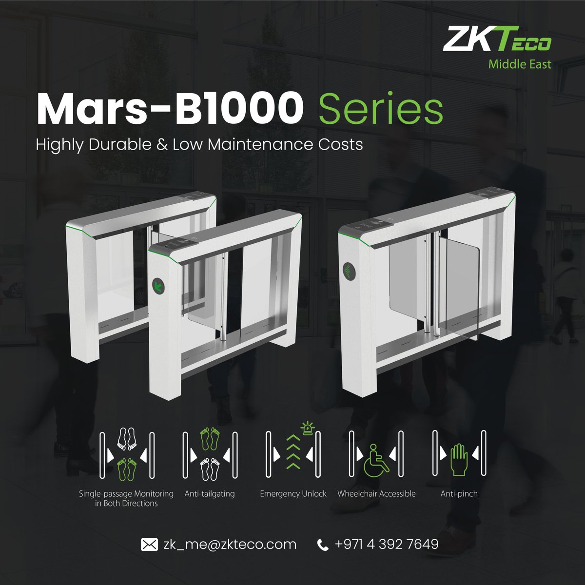 ZKTecoME's tweet image. 🚶‍♂️Secure your space with the Mars-B1000 Series!
Ideal for Gyms, Hotels, Banks &amp;amp; more 🏨🏢🏦
✅ Swing Barrier Turnstiles
✅ RFID &amp;amp; Fingerprint options
🔗 Learn more: zkteco.me/product-detail…
#ZKTeco #AccessControl #EntranceControl #SecurityTech #MiddleEast #MarsSeries
