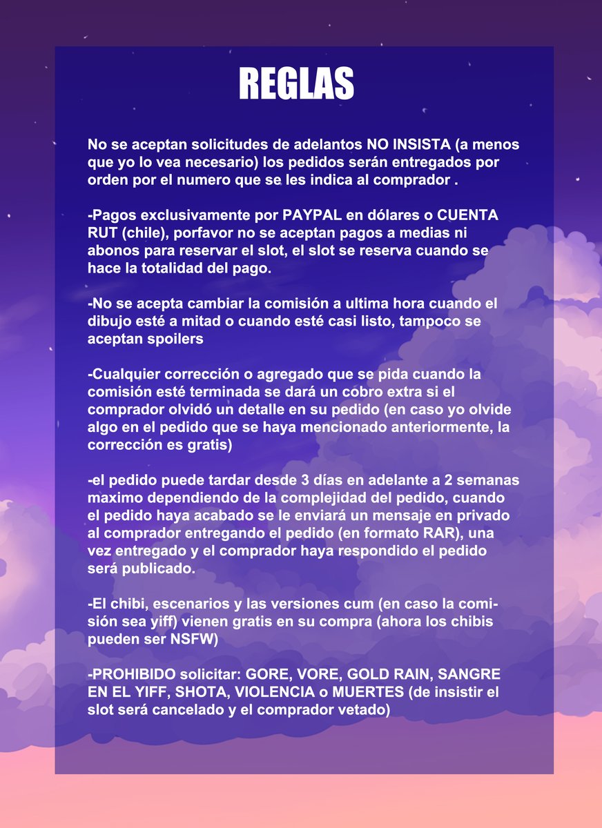 Comisiones abiertas  (cuarta temporada)  Por el momento 4 slots disponibles, puedes contactarme desde aquí o en telegram: @yasser_leoso