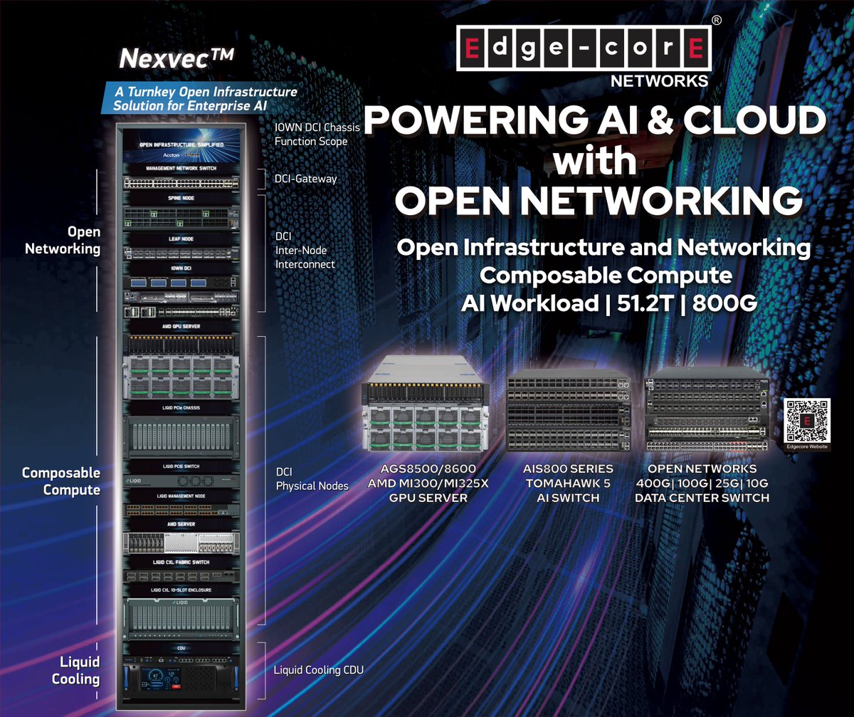 EdgecoreNetwork's tweet image. Join us at the #INTI 2025 — free registration! na2.hubs.ly/y0Qhvk0 
From AI clusters to data center fabric upgrades and open networking deployments, #Edgecore brings the ecosystem and expertise to power your next breakthrough. 🔗Book a meeting: na2.hubs.ly/y0QhlX0
