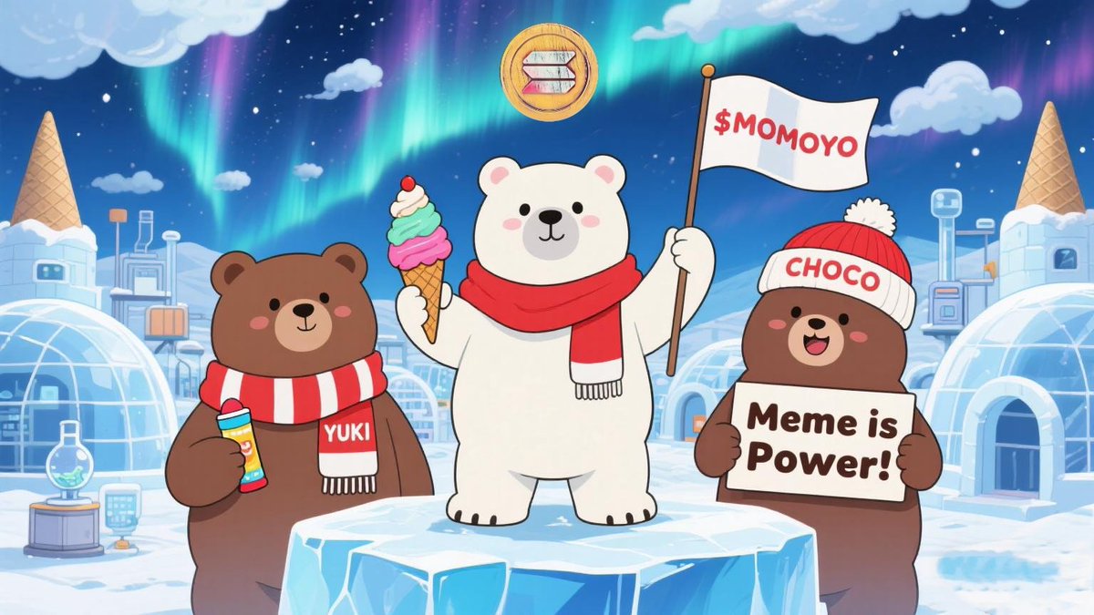 MomoyoIce's tweet photo. Not a dog, not a frog, not a cat. We are polar bears $MOMOYO who will expand ice cream into the real world and the blockchain world! 
#MOMOYO #SolanaMemeCoin #memecoin #icecreamrevolution https://t.co/FkrD87Y5Ox