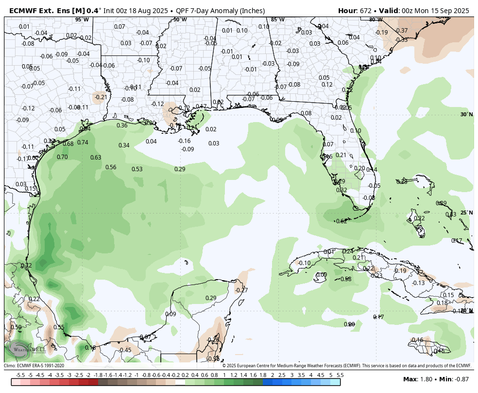 I think its possible, similar to 2024, we could see a Gulf of America grown system around the 1st-2 wks of September as the MJO rounds the WHEM.