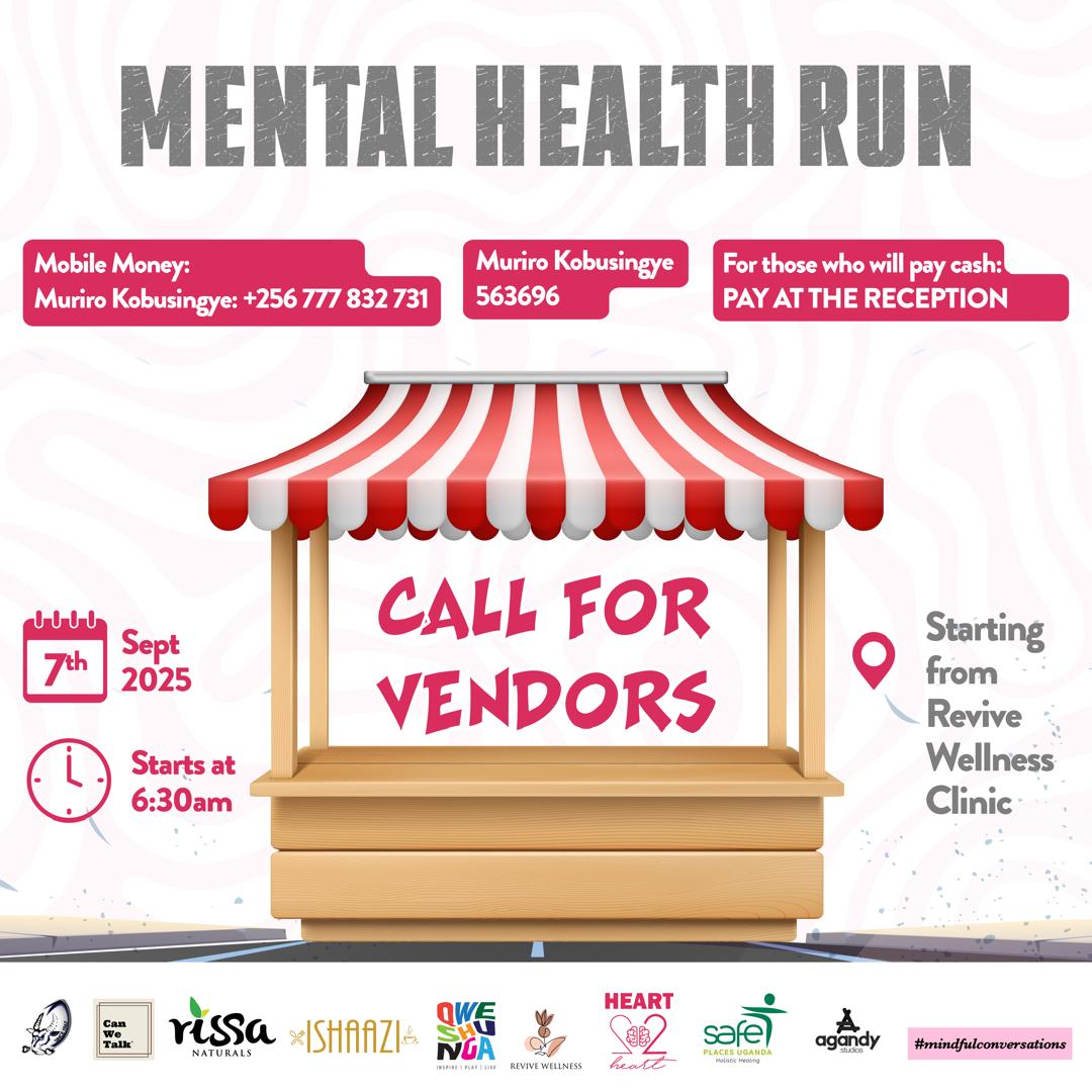 Esther Kalenzi๐ซ (@estar_k) on Twitter photo The <a href="/mentalrunug/">Mental Health Run Project๐บ๐ฌ</a> is on 7th September.
You can walk/run, book a stall for your small business, make a direct donation and/or spread the word.
Proceeds will go towards subsidised therapy, community care & safe spaces for healing.
Contact: 0700 410 356
Momo: 705109
Thank you.
๐งก The <a href="/mentalrunug/">Mental Health Run Project๐บ๐ฌ</a> is on 7th September.
You can walk/run, book a stall for your small business, make a direct donation and/or spread the word.
Proceeds will go towards subsidised therapy, community care & safe spaces for healing.
Contact: 0700 410 356
Momo: 705109
Thank you.
๐งก