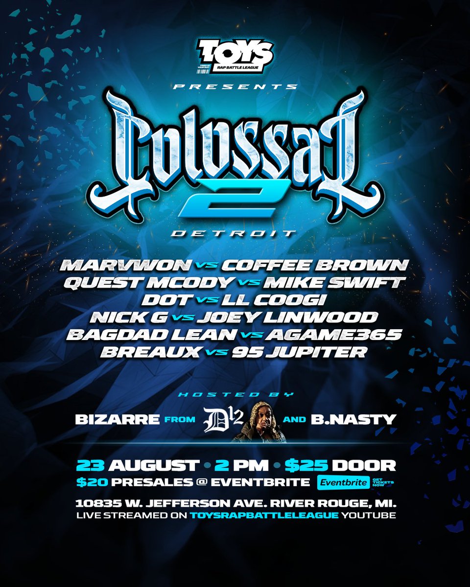 Tickets on eventbrite now! #toysrapbattleleague 8/23