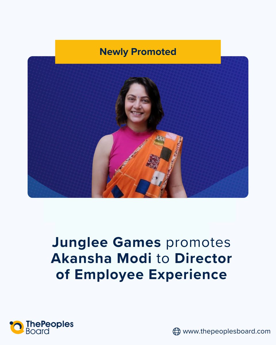 board_the43768's tweet image. 🚨 Akansha Modi Appointed as Director - Employee Experience at Junglee Games.

Read more: thepeoplesboard.com/news/junglee-g…

#JungleeGames #PeopleUpdate #LeadershipMoves #EmployeeExperience #HRLeadership