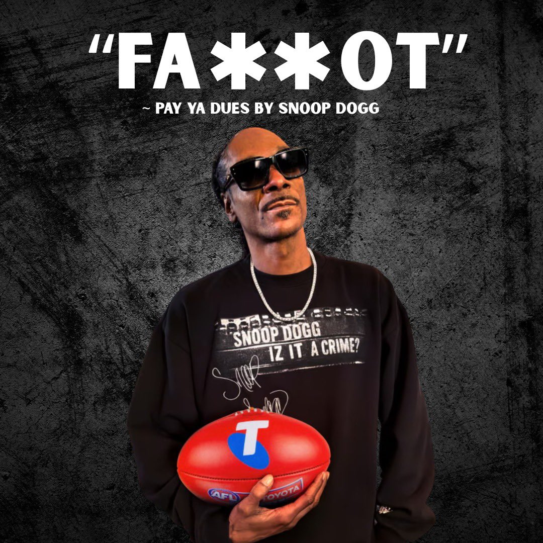 senatorbabet's tweet image. AFL star Izak Rankine will likely cop a season ending ban for allegedly calling someone a fa**ot on the field. 

Season over. For words. Not cheating. Words. Might as well swap the Sherrin for a round ball! ⚽️

Meanwhile, Snoop Dogg whose lyrics are a career long rainbow…