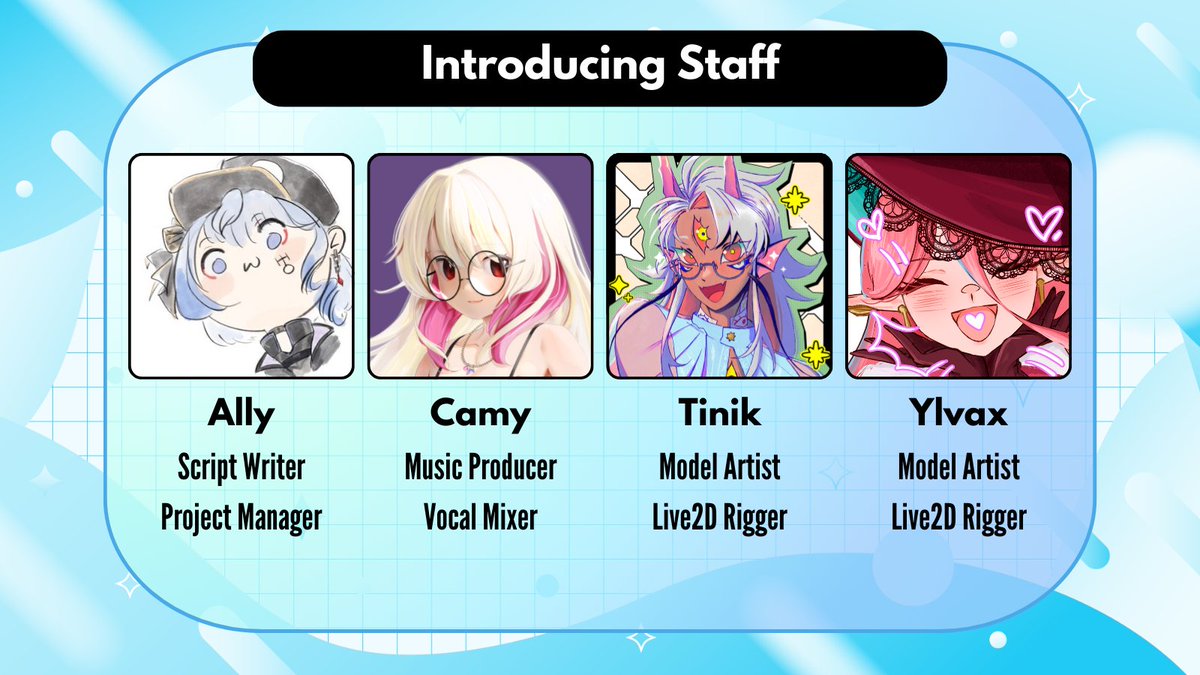 AriseVT Official 🗨 VTuber Group (@arisevtube) on Twitter photo 🔷STAFF INTRODUCTION🔷
This week we are announcing staff who are part of our group! Each day through Saturday we will have a short highlight! Welcoming managers, music staff, and artists!
🔷 <a href="/allyensowo/">allyens *#NEKOHACK*</a>
🔷 <a href="/Camy_Music/">Camy | Hero's Tale OUT NOW</a>
🔷 <a href="/tinikois/">nik! | working probably</a>
🔷 <a href="/ylvaxx/">✧Ylvaxx✧ Vartist COMMS OPEN</a> 🔷STAFF INTRODUCTION🔷
This week we are announcing staff who are part of our group! Each day through Saturday we will have a short highlight! Welcoming managers, music staff, and artists!
🔷 <a href="/allyensowo/">allyens *#NEKOHACK*</a>
🔷 <a href="/Camy_Music/">Camy | Hero's Tale OUT NOW</a>
🔷 <a href="/tinikois/">nik! | working probably</a>
🔷 <a href="/ylvaxx/">✧Ylvaxx✧ Vartist COMMS OPEN</a>