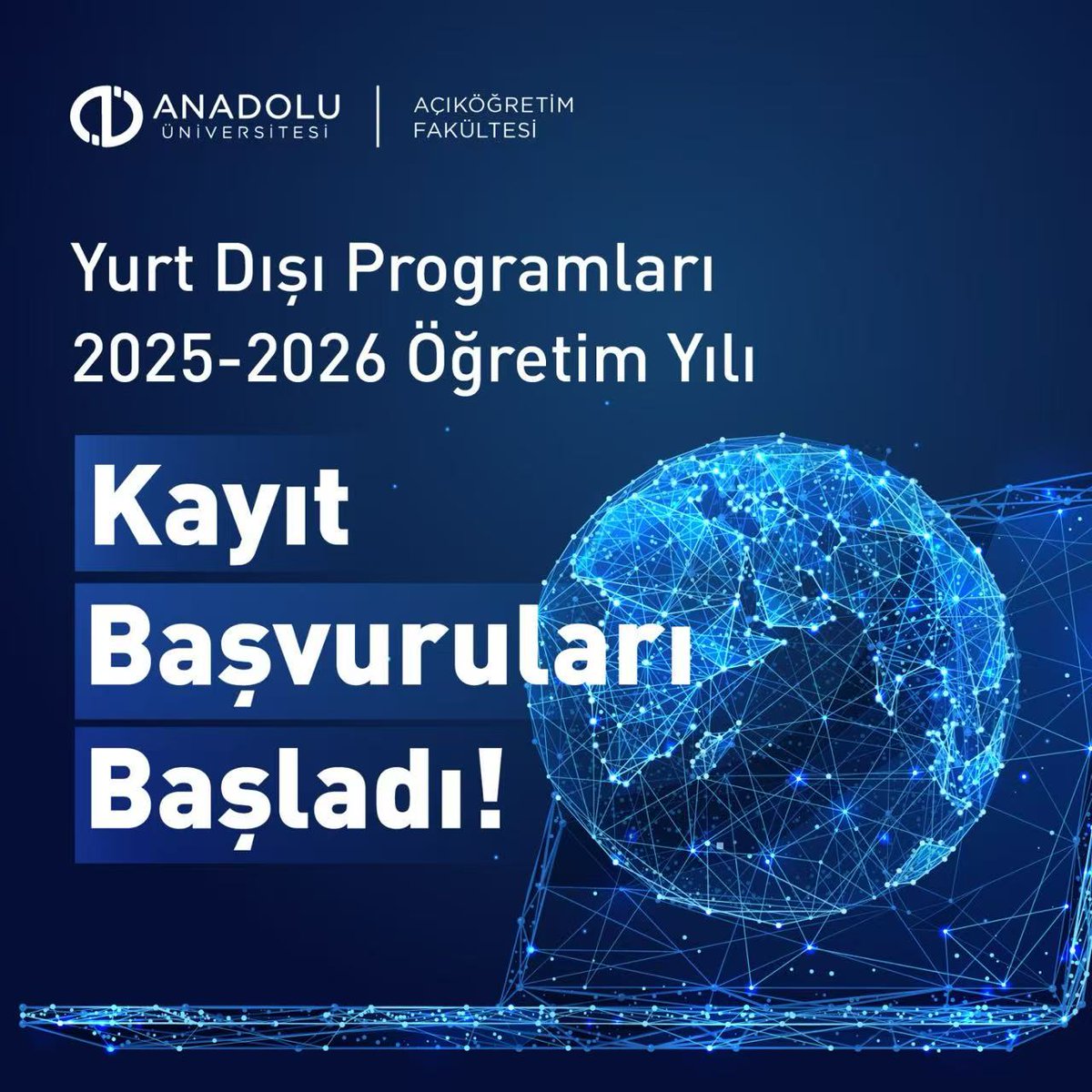 Anadolu Üniversitesi yurtdışında yaşayan vatandaşlarımız ile yabancılara yönelik iki farklı çevrim içi yükseköğretim programı başlatmaktadır.
 
Program çerçevesinde Anadolu Üniversitesi’nin Türkçe ve/veya İngilizce dillerinde eğitim veren yaklaşık 50 farklı yükseköğretim