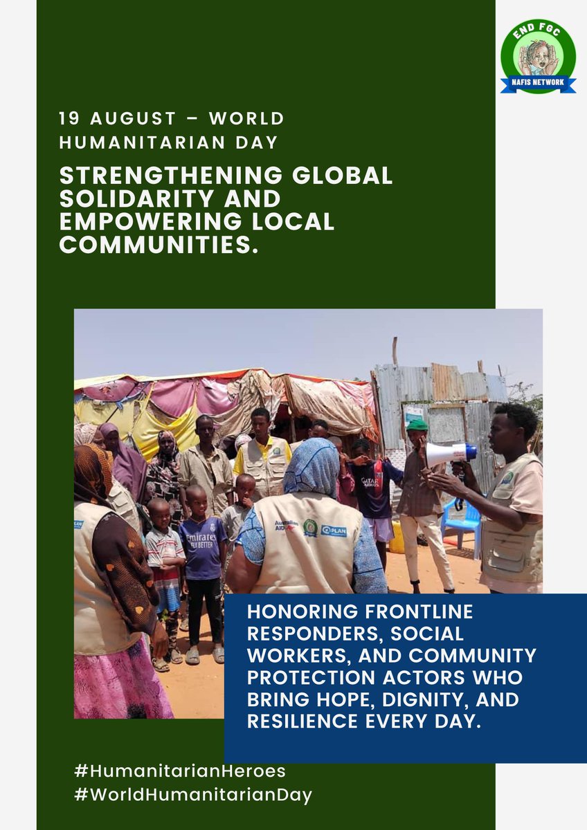 🌍 World Humanitarian Day – August 19

Today, we celebrate the courage and dedication of frontline responders, social workers, and community protection actors.
They bring hope, dignity, and resilience to vulnerable communities every day. 💙

#WorldHumanitarianDay