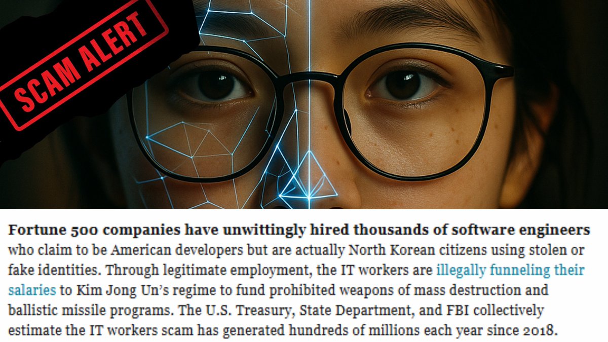 North Korean Operatives Infiltrated Fortune 500 Companies, $17 Million #AI  #Hiring #Scam. 

The hiring world has changed. #Deepfakes, synthetic resumes, identity-hopping, they’re not coming. They’re here.

The Question isn’t “Can they do the job?”, it’s “Are they even real?"