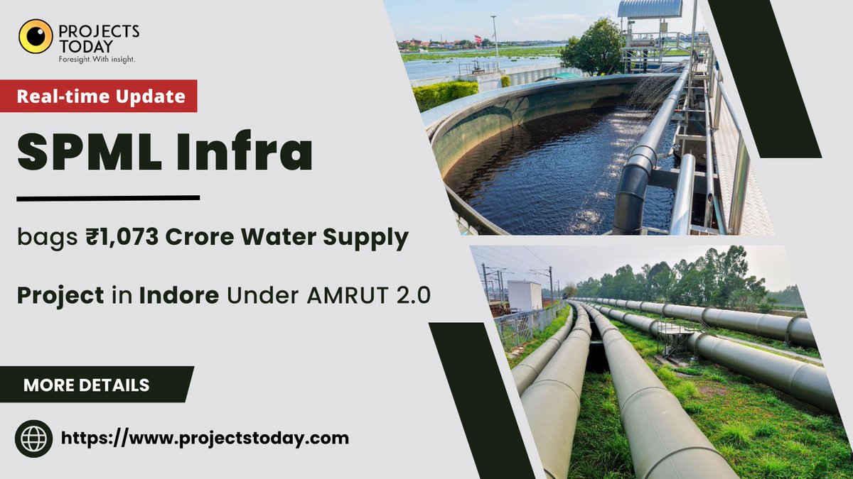 Projects Today (@projects_today) on Twitter photo SPML Infra has been #awarded a prestigious ₹1,073 crore AMRUT 2.0 water‑supply project by Indore Municipal Corporation.
For more details:
Email us at: mallika@projectstoday.com
Contact us on +91 7304553123
<a href="/SPMLINFRA/">SPML Infra Limited</a> <a href="/SwachhIndore/">Indore Municipal Corporation</a>
#SPMLInfra #watersupply SPML Infra has been #awarded a prestigious ₹1,073 crore AMRUT 2.0 water‑supply project by Indore Municipal Corporation.
For more details:
Email us at: mallika@projectstoday.com
Contact us on +91 7304553123
<a href="/SPMLINFRA/">SPML Infra Limited</a> <a href="/SwachhIndore/">Indore Municipal Corporation</a>
#SPMLInfra #watersupply