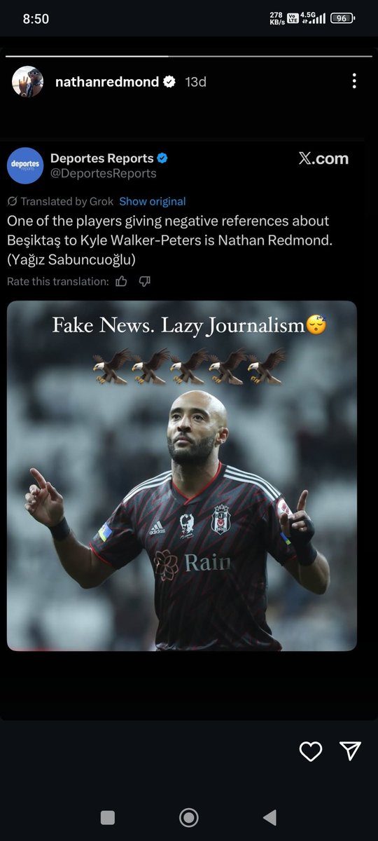 Fenerbahçe'ye sapladıkları ile bilinen eski efsanemiz Nathan Redmond fener ruhlu <a href="/yagosabuncuoglu/">Yağız Sabuncuoğlu</a> 'nun haberini yalanladı!
Zaten böyle birşeyin imkansız olduğunu tüm Beşiktaş camiası biliyordu, olan yağızın patlamalarına oldu.. 😂
<a href="/eksiogluJK/">Batuhan Ekşioğlu</a> 😉🤜🤛