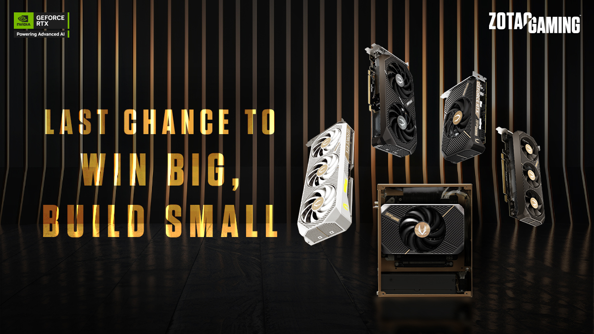 Calling all SFF-lovers, it's your last chance to win big and build small for your next dream PC! 

✅ Tag 3 friends
✅ Use #ZOTACRTX50SFF

Prizes: RTX 5070 AMP White, 5060 Ti 16GB, 5060 LP, 5050 Solo! 

Ends: Aug 26 ⏳ Winners: Sep 1 🏆
Join now 👉 bit.ly/4ffn60F