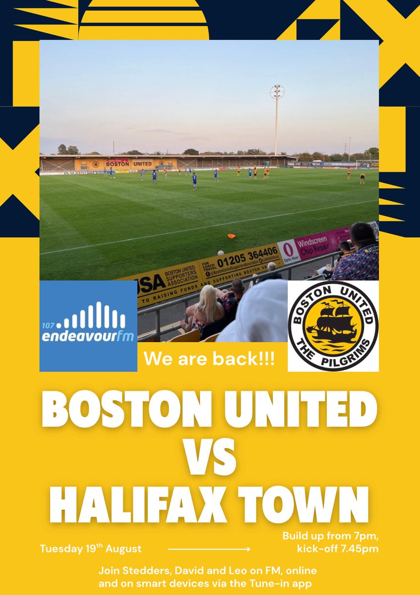 The wait is over! We are back with live tonight with commentary of <a href="/bostonunited/">Boston United</a> vs <a href="/halifaxtown/">Halifax Town</a> on <a href="/endeavourfm/">107 Endeavour FM</a> from 7pm! Join <a href="/DStedders/">Stedders</a> <a href="/DavidGatensNEW/">David Gatens</a> and Leo for all the action and pre-match tributes to the passing of club legend John Blackwell 🧡🖤⚽️📻