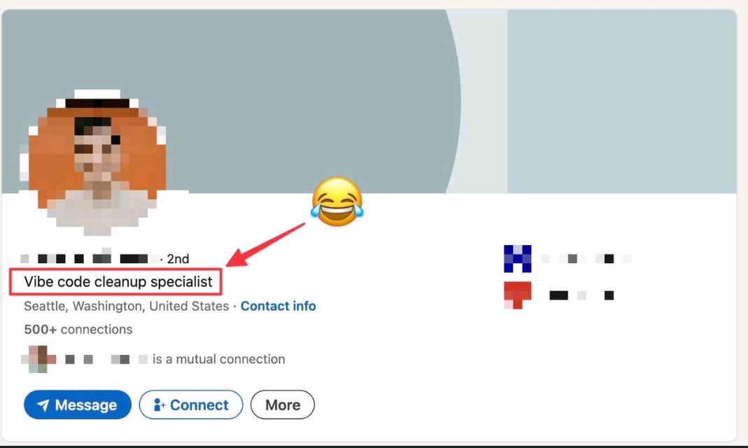 whyKislay's tweet image. New career opportunity on the rise!

Vibe code cleanup specialist

#VibeCodingThursday #AI #code