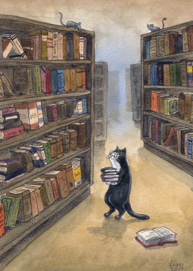 The keeper of secrets. 
Cat librarian by Liselotte-Eriksson 
#FairyTaleTuesday #LegendaryWednesday
