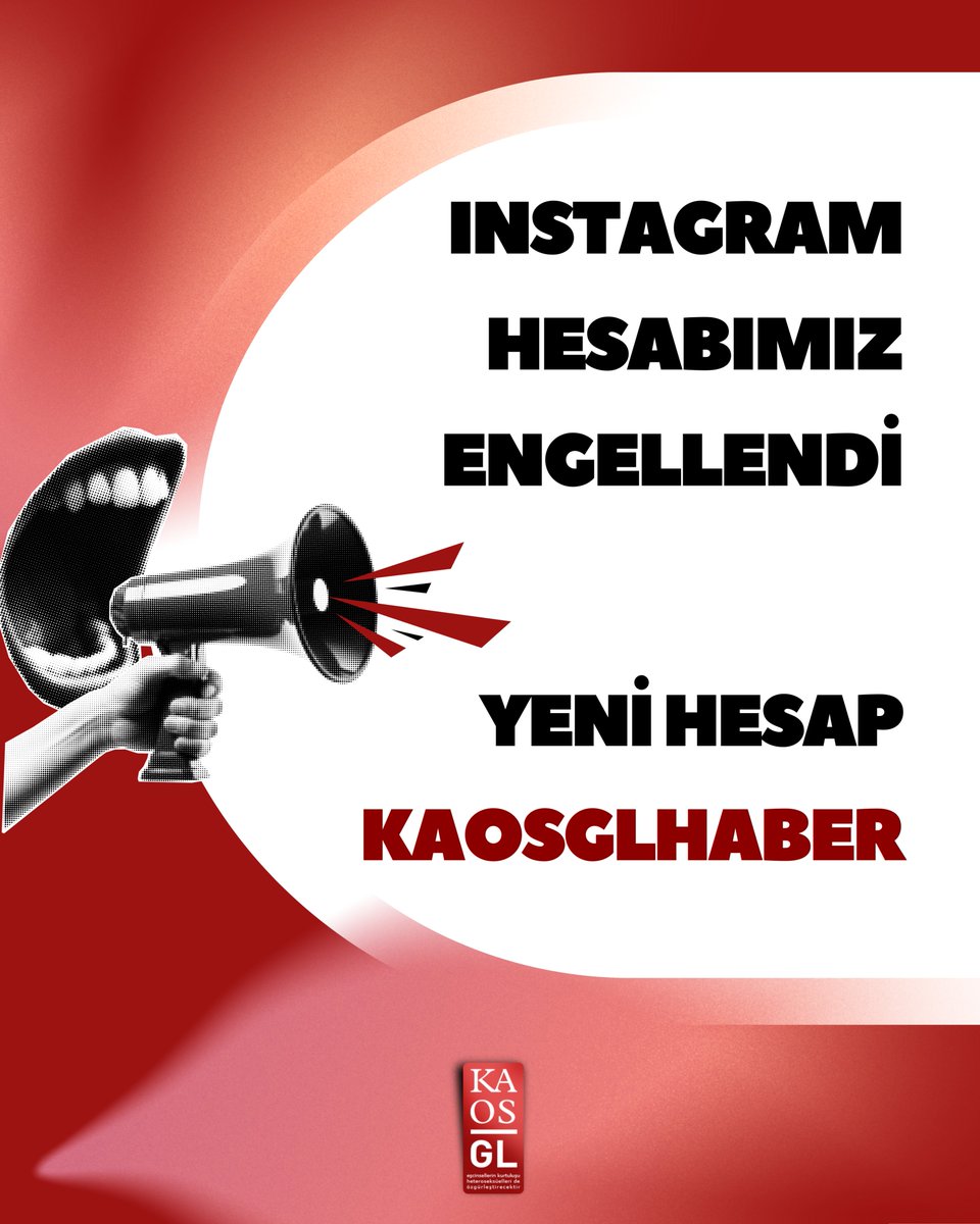 Kaos GL Instagram hesabı da Türkiye'den erişime engellendi.

Yeni hesap: instagram.com/kaosglhaber