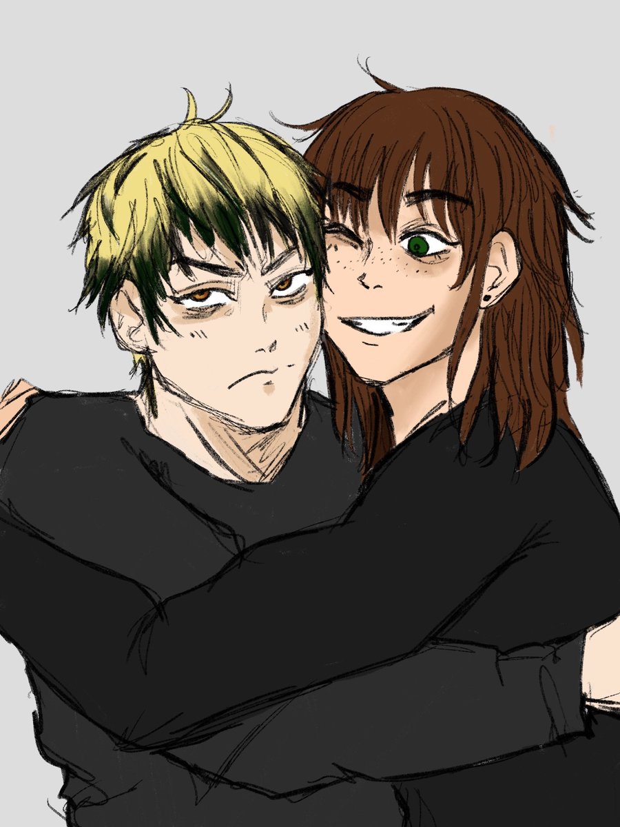 420sorcerer's tweet image. Happy (Late) Couple&apos;s Day. Naoya does love him, I promise.🖤💛

#naoash #yumetwt #ocxcc 

🎨@/deadformat_