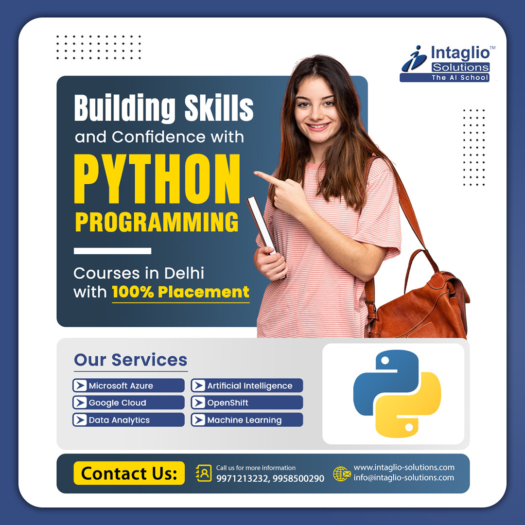 intaglioacademy's tweet image. Looking to build a strong foundation in Python and step into the world of AI, ML &amp;amp; Data Analytics? 💻📊
At Intaglio Solutions (The AI School), we offer expert-led training in Delhi with 100% Placement Support ✅

#Python #PythonProgramming #PythonCourseInDelhi #AI