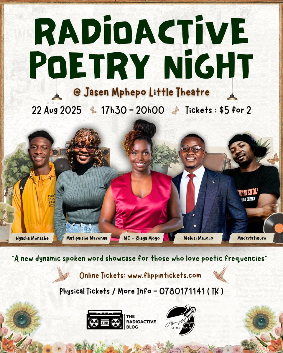 Thuthukani Ndlovu - TK ๐ฟ๐ผ๐ฟ๐ฒ๐ฟ๐ฆ (@2tukani) on Twitter photo Finally organizing my 1st Spoken Word event in #Harare ๐ฅณ and the line up is ๐ฅthanks to the support of <a href="/JasenJmlt/">Jasen Mphepo Little Theatre</a> . DM for physical tickets / online tickets can be bought here:๐flippintickets.co.zw/events/347/radโฆ Finally organizing my 1st Spoken Word event in #Harare ๐ฅณ and the line up is ๐ฅthanks to the support of <a href="/JasenJmlt/">Jasen Mphepo Little Theatre</a> . DM for physical tickets / online tickets can be bought here:๐flippintickets.co.zw/events/347/radโฆ