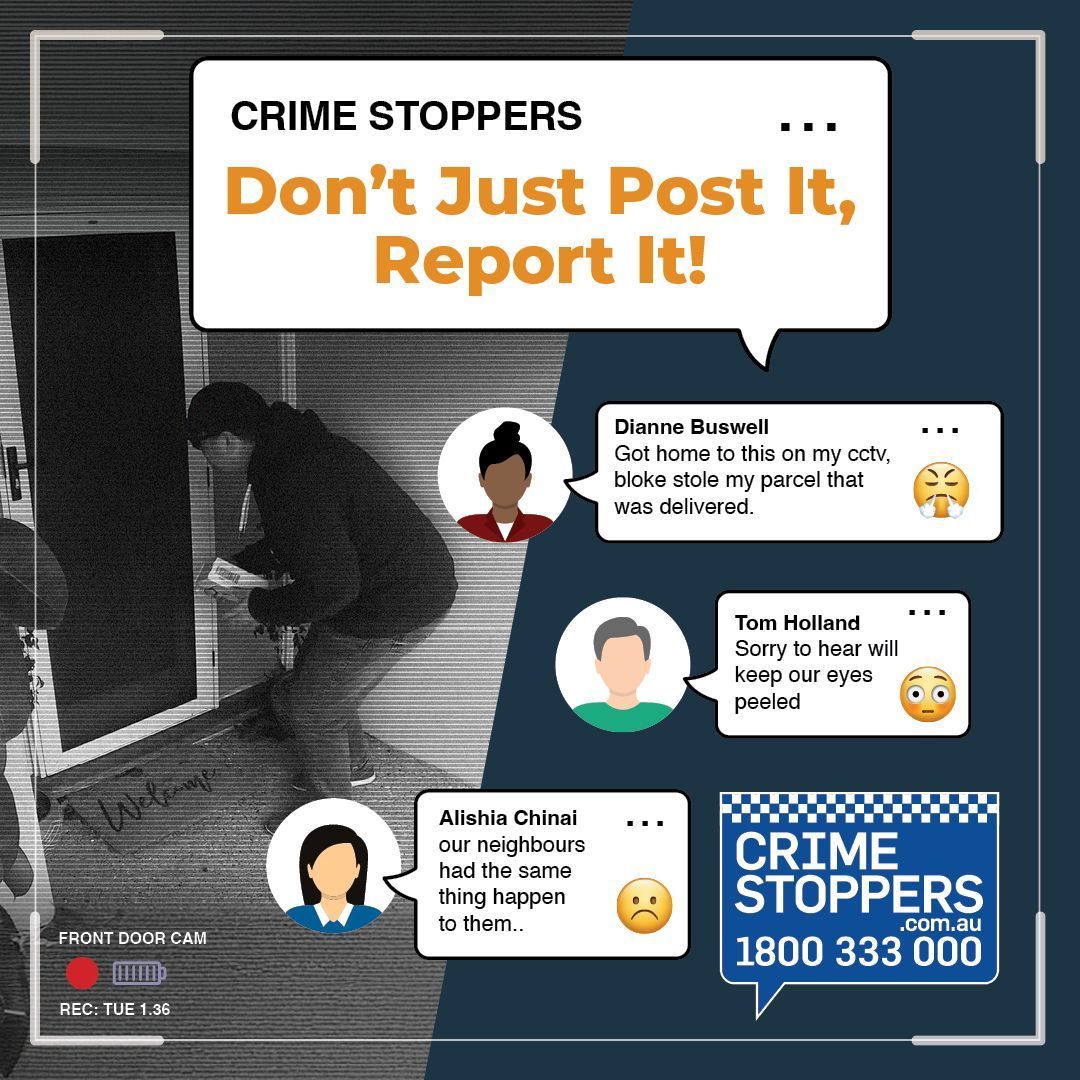 ACTCrimeStop's tweet image. You don’t need to put yourself at risk to make your community safer. You just need to speak up. Posting online is easy - but reporting is powerful.

Your tip, no matter how small, could help police take action.

Don’t just post it – report it

 crimestoppersact.com.au