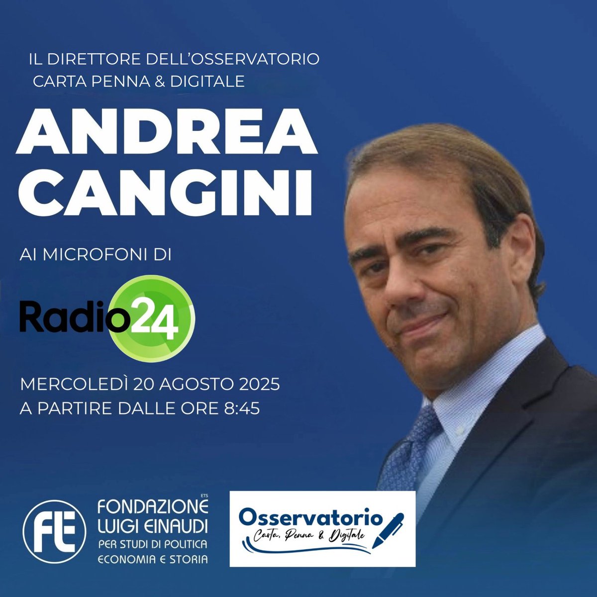 Come tutelare la scrittura a mano e la lettura su carta nell’era dell’intelligenza artificiale? Ne parlerà domani mattina il Direttore dell’#OsservatorioCartaPennaeDigitale <a href="/andrea_cangini/">Andrea Cangini</a> ai microfoni di <a href="/Radio24_news/">Radio 24</a>