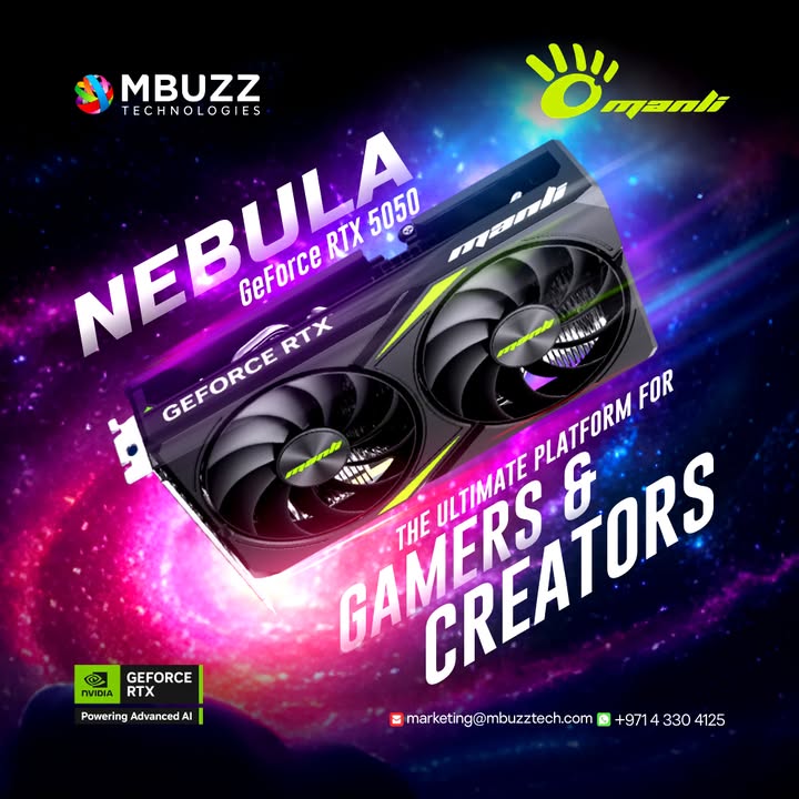 MBUZZ (@mbuzztech) on Twitter photo 🚀 Frame-perfect gaming, zero distractions. Manli Nebula GeForce RTX 5050 8GB GDDR6 keeps your rig cool, quiet, and ready for anything. From AAA titles to creative projects, every pixel counts.
💬 zurl.co/zHO9
📧 marketing@mbuzztech.com
#ManliNebula #GeForceRTX5050 🚀 Frame-perfect gaming, zero distractions. Manli Nebula GeForce RTX 5050 8GB GDDR6 keeps your rig cool, quiet, and ready for anything. From AAA titles to creative projects, every pixel counts.
💬 zurl.co/zHO9
📧 marketing@mbuzztech.com
#ManliNebula #GeForceRTX5050