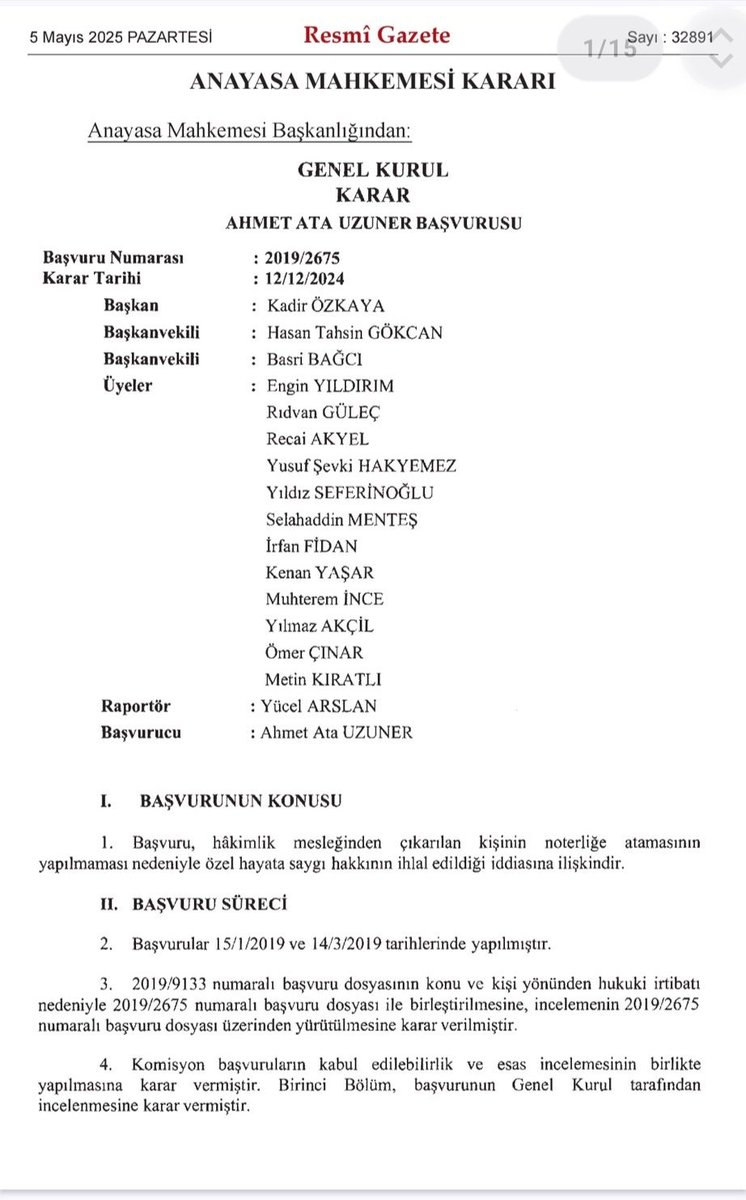 AYM'den önemli bir karar 

Terör örgütü ile irtibatlı/iltisaklı olunduğu gerekçesiyle kamu görevinden çıkarılma somut bilgi, belgelerle ve vakıalarla desteklenmedikçe İdari Yargı Mercilerince yapılan iltisak/irtibat değerlendirmesine tek başına yeterli olmadığı bildirilmiştir.