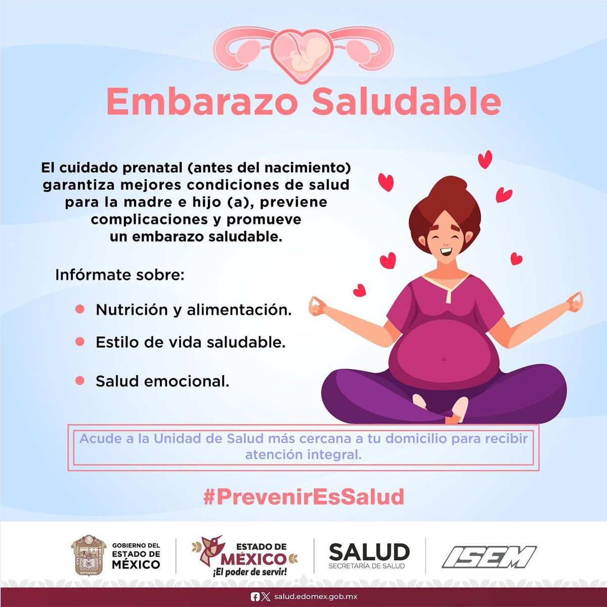 SaludEdomex's tweet photo. Es fundamental comenzar el cuidado prenatal temprano y mantenerlo regularmente para asegurar un #EmbarazoSaludable. 
Acude a la unidad de salud más cercana y recibe atención integral.
#PrevenirEsSalud https://t.co/XkVw6T2SZ8