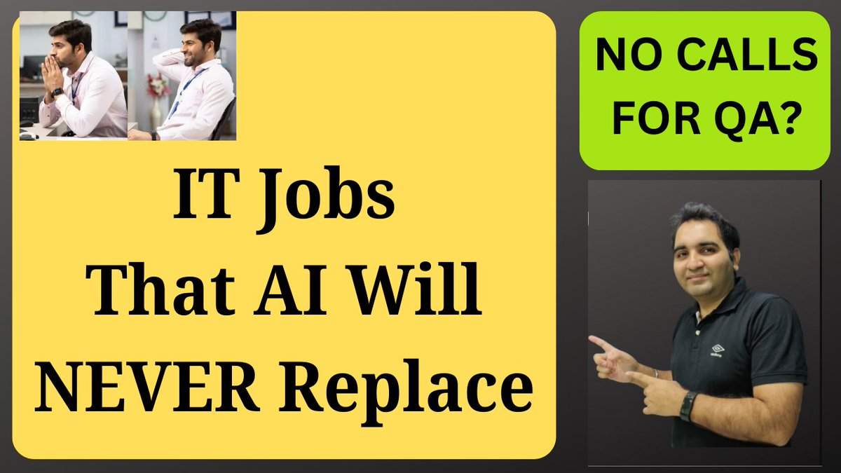 rdautomation's tweet image. youtube.com/watch?v=5pGpAE…
New video on IT Jobs That AI Will Never Replace is out.
Like, Share &amp;amp; Subscribe our channel
#testingjobs #qajobs #rdautomationlearning #rdtechnicallearning