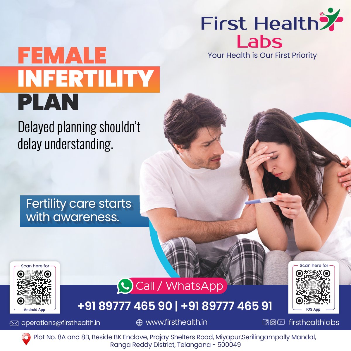 firsthealthlabs's tweet image. Infertility isn’t just medical — it’s emotional.
Early diagnosis brings clarity.
Delayed planning shouldn’t delay care.
At First Health Labs, fertility support starts with trust.

Contact: firsthealth.in / +91 89777 465 86

#FirstHealthLabs #FemaleInfertilityCare