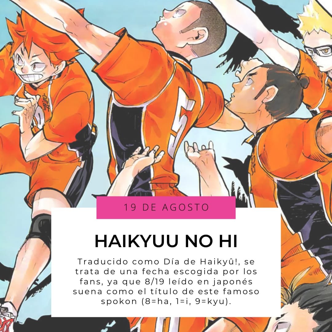 RamenParaDos's tweet image. BUENOS DÍAS ☀️

Hoy es el día de #HAIKYÛ!! 🏐

En el #ハイキューの日 encontraréis toda clase de contenido creado por los fans en RRSS 🧡

Recordad que el manga de  Haruichi Furudate es publicado en España por @PlanetadComic, mientras que @SelectaVision editó el anime 📚📀