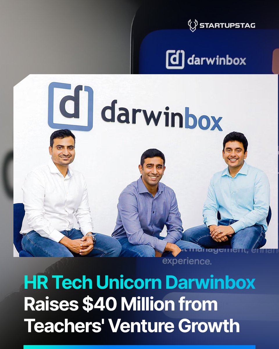 startup_stag's tweet image. 🦄 Darwinbox secures $40M from Teachers&apos; Venture Growth at $1B valuation - achieves unicorn status! HR tech company serves 1,000+ enterprise clients across 130 countries. 3x YoY growth in North America since 2022 entry.
Follow @startup_stag
#Darwinbox #HRTech #Unicorn