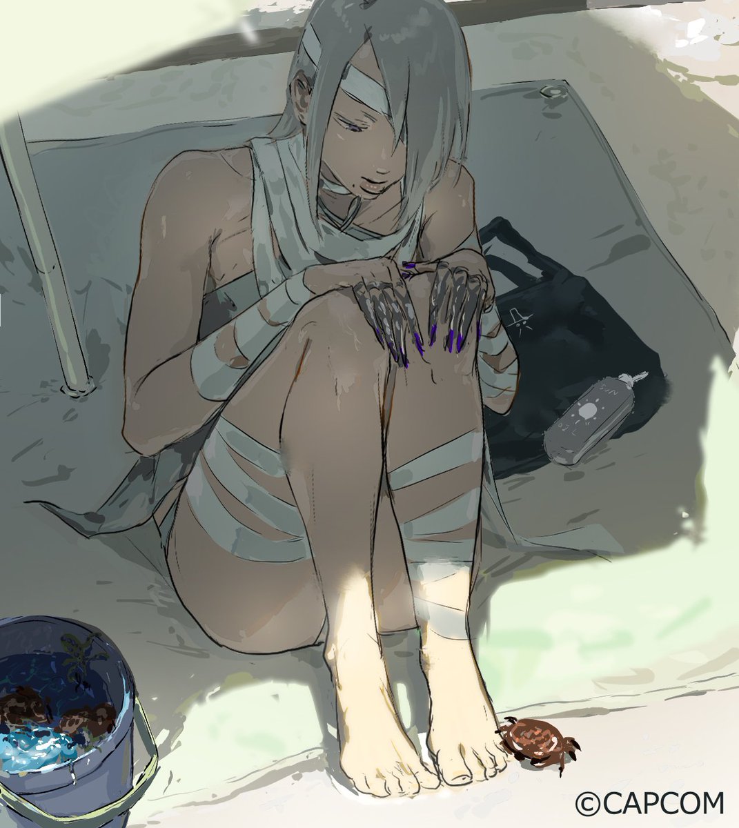 海ですA.K.I.ちゃん🐍画:さくたもさん