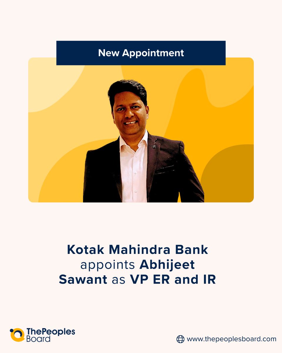board_the43768's tweet image. 🚨 Abhijeet Sawant Appointed as Vice President - Employee Relations &amp;amp; Industrial Relations at @KotakBankLtd.

Read more: thepeoplesboard.com/news/kotak-mah…

#KotakMahindraBank #LeadershipMoves #PeopleUpdate #EmployeeRelations #IndustrialRelations #HRLeadership