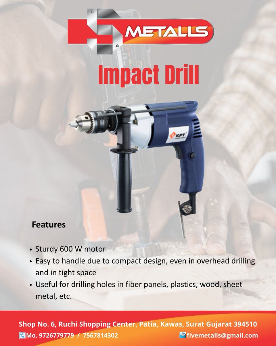 5metalls's tweet photo. Boost Your Projects with 5Metallsβ Impact Drill!
#5Metalls #ImpactDrill #ToolForTheJob #Drilling #DIY #HandyTools #ConstructionLife #WorkSmart #HomeImprovement #QualityTools #ToolsOfTheTrade #Craftsmanship #Workshop #Metalwork #PowerTools #InnovativeDesign #BuildingDreams https://t.co/xnGUZtwKYZ