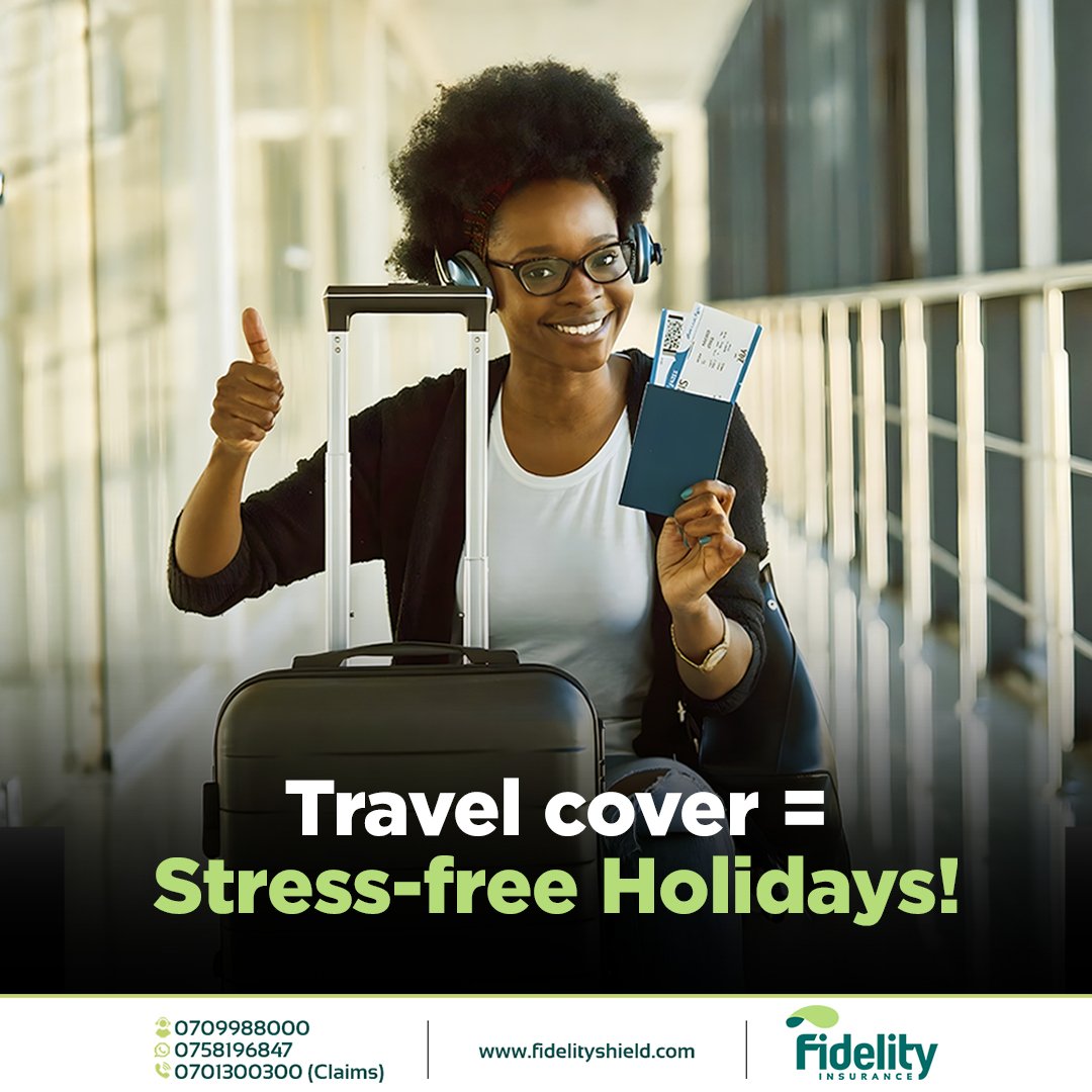 FidelityKenya's tweet photo. August escape? Lost luggage or a hospital visit shouldn’t ruin your vibe.
#TravelSmartKE #FidelityShieldKE #ShieldUpKE https://t.co/uX0r4MrKdL