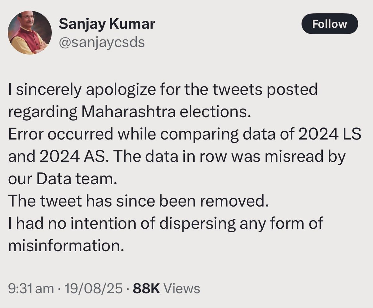 Rohit Jain (@rohitjain2799) on Twitter photo भारत के चुनाव आयोग के खिलाफ माहौल बनाने और नागरिकों की गुमराह करने के पीछे के एक व्यक्ति संजय कुमार ने महाराष्ट्र विधानसभा चुनाव के अपने मनगढ़ंत आंकड़े चुपचाप एक साधारण माफ़ी मांगकर हटा दिए। <a href="/ECISVEEP/">Election Commission of India</a> को उन्हें और उन सभी लोगों को अदालत में घसीटना चाहिए जिन्होंने भारत के सर्वोच्च भारत के चुनाव आयोग के खिलाफ माहौल बनाने और नागरिकों की गुमराह करने के पीछे के एक व्यक्ति संजय कुमार ने महाराष्ट्र विधानसभा चुनाव के अपने मनगढ़ंत आंकड़े चुपचाप एक साधारण माफ़ी मांगकर हटा दिए। <a href="/ECISVEEP/">Election Commission of India</a> को उन्हें और उन सभी लोगों को अदालत में घसीटना चाहिए जिन्होंने भारत के सर्वोच्च