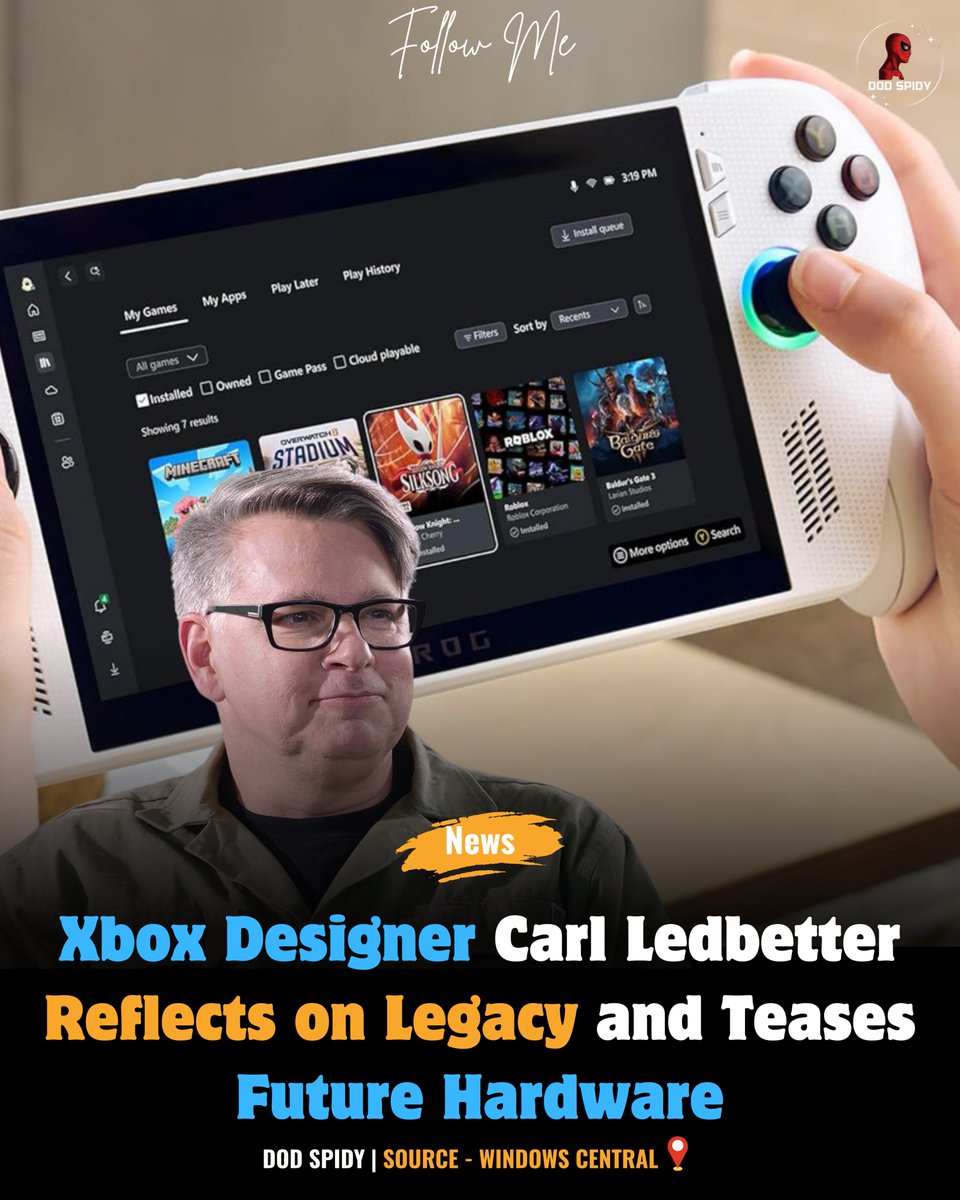 DodSpidy's tweet image. #CarlLedbetter, iconic #XboxDesigner, reflects on his legacy while teasing #FutureHardware 👀🎮. Fans are excited to see how Microsoft evolves console design next. #Xbox