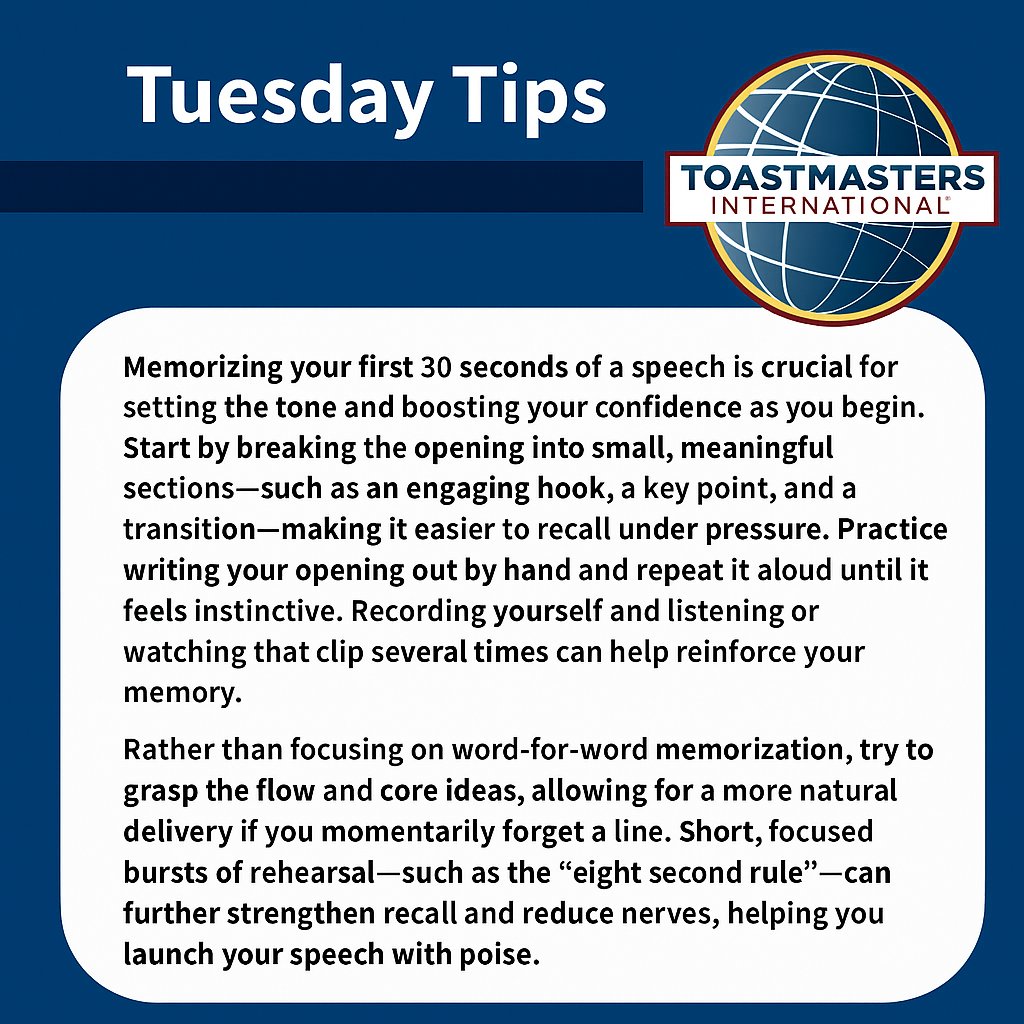 dip_dc's tweet photo. Tuesday tips from Diplomatically Speaking club #Toastmasters #Leadership #DistinguishedClub #ThrivingTogether
#DivisionB #D36strong https://t.co/B3uNVOT5wm