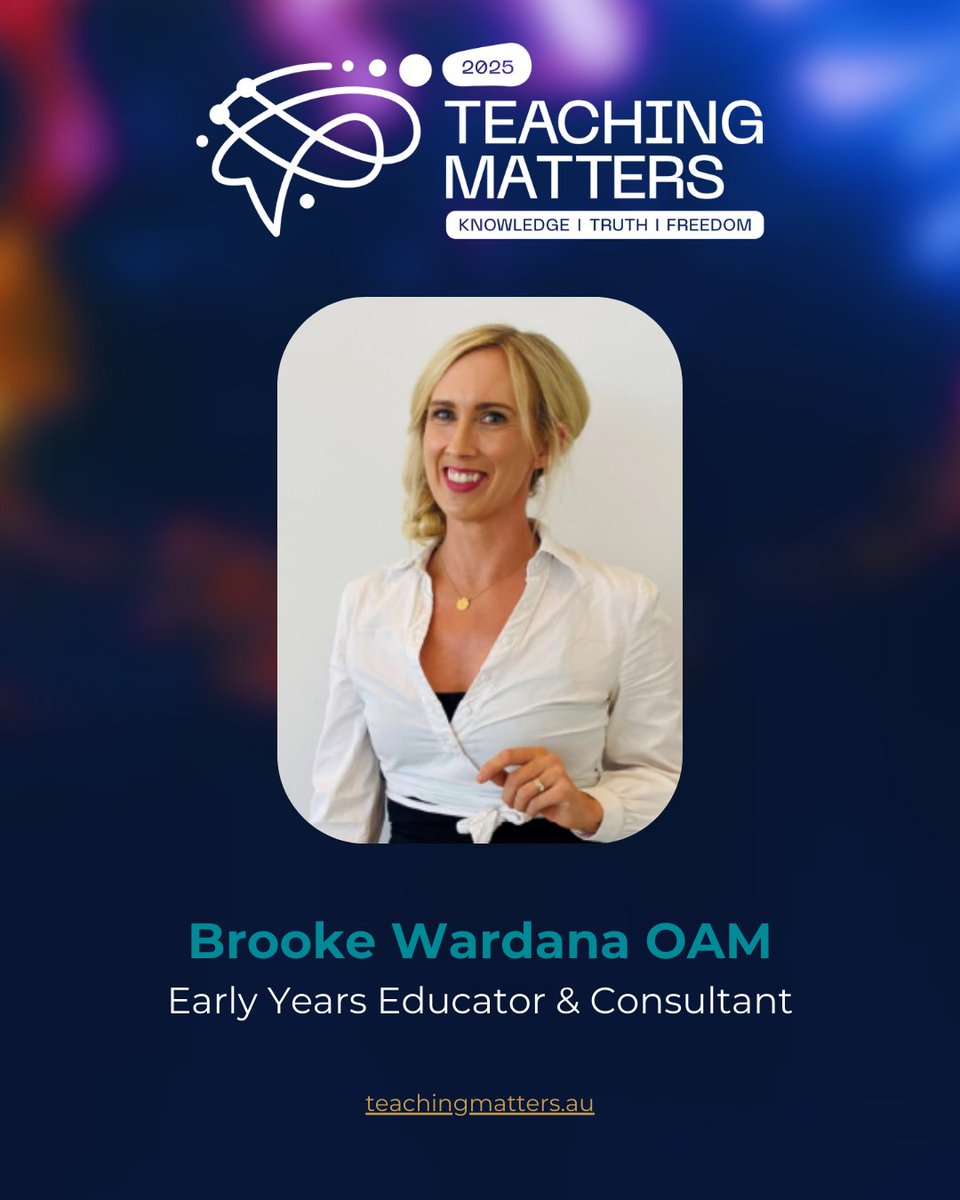We are proud to introduce Early Years Educator &amp; Consultant, <a href="/BrookeWardana/">Brooke Wardana</a> OAM to the stage for Teaching Matters Summit 2025.

Brooke has made a profound impact on early childhood education in Australia. Visit teachingmatters.au/registration to book your ticket.